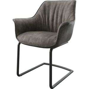 Sledestoel Keila-Flex met armleuning sledemodel rond zwart microvelours antraciet vintage