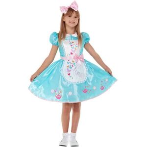 Smiffy's - Alice In Wonderland Kostuum - Wonderland Sprookjes Jurk Meisje - Blauw - Medium - Carnavalskleding - Verkleedkleding