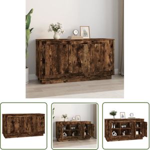 The Living Store Dressoir 102x35x55 cm bewerkt hout gerookt eikenkleurig - Dressoir - Houten Dressoir - Vintage Dressoir - Landelijk Dressoir - Woonkamer Dresser