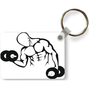 Sleutelhanger - Een illustratie van een bodybuilder met gewichten - Uitdeelcadeautjes - Plastic