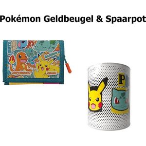 Pokémon Portemonnee & Tinnen Spaarpot 12cm – Leuke en Duurzame Spaarpot en Portemonnee Set voor Pokémon Fans – Perfect Cadeau voor Kinderen en Volwassenen