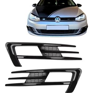 Voorbumper Trim Spoiler Set - Gloss Zwart - Sportieve Look - Geschikt Voor Volkswagen Golf 7 / Golf GTI / Golf R / Golf 7.5 / Golf R Lijn / Touran / - Mistlamp Spoiler - Voorbumper Accessoire