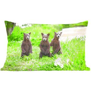 Sierkussens - Kussen - Jonge bruine beren in de natuur - 50x30 cm - Kussen van katoen