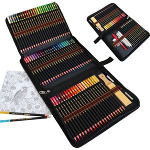 95 kleurpotloden schetspotlodenset premium etui met ritssluiting, professionele kleurpotlodenset voor volwassenen, inclusief etui, kleurpotlood, grafiet- en houtskoolpotloden en accessoires