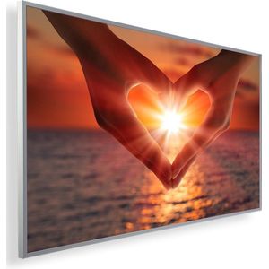 Infrarood Verwarmingspaneel 600W met fotomotief en Smart Thermostaat (5 jaar Garantie) - Sunset hand heart 47