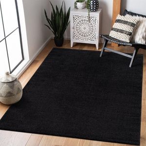 Flycarpets Junius Modern Effen Motief Vloerkleed - Zwart - 120x160 cm