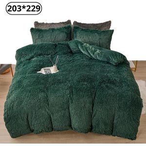 Bovista Fluffy Dekbedovertrek - Teddy Dekbedovertrek - Fleece Dekbedovertrek - Pluche - Dekbed - Deken - Inclusief Kussenslopen - Groen 168x229cm