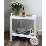 Serveerwagen wit 59.5x55x110cm - serveer - kar - wagen - flessenrek - buiten - weerbestendig - binnen - zomer - tuin - barbecueën - lekker eten - cadeau