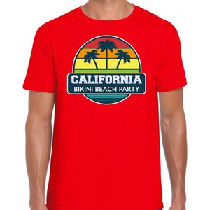 California zomer t-shirt / shirt California bikini beach party voor heren - rood - California beach party outfit / vakantie kleding / strandfeest shirt S