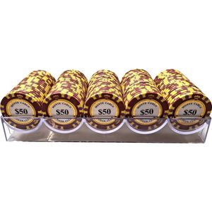 Poker - Poker bakje met waarde 50 - Pokerset - Poker fiches - Fiches - Poker chips - Poker set - Casino - Casino chips - Poker fiches met waarde - Cave & Garden
