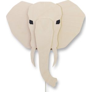 Houten wandlamp kinderkamer | Olifant 3D - blank | toddie.nl