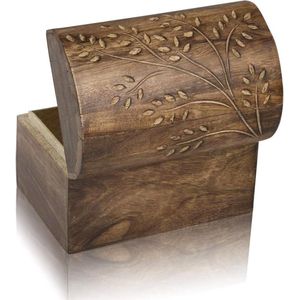 Verjaardagscadeau-ideeën handgemaakte decoratieve houten sieradendoos - schatkist sieradenorganisator - aandenken doos - snuisterijhouder - horlogedoos - 22 x 15 cm - geschenken haar - antieke afwerking