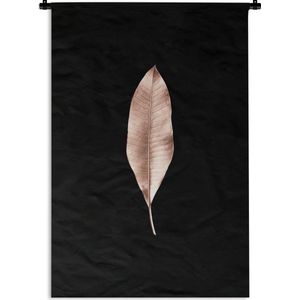Wandkleed Golden/rose leavesKerst illustraties - Goud-roze langwerpig blad op een zwarte achtergrond Wandkleed katoen 120x180 cm - Wandtapijt met foto XXL / Groot formaat!