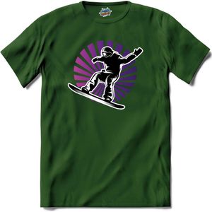 Snowboarden In The Sky | Snowboard - Bier - Winter sport - T-Shirt - Unisex - Bottle Groen - Maat S