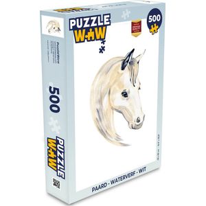 Puzzel Paard - Waterverf - Wit - Meisjes - Kinderen - Meiden - Legpuzzel - Puzzel 500 stukjes