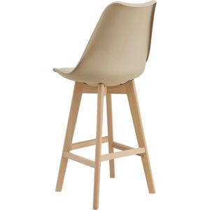 In And OutdoorMatch Barkruk Fermin - Set van 6 - Imitatieleer en Beuken - 105x48x58 cm - Beige - Modern Design