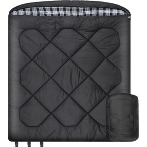Dubbele Winter Slaapzak 0 Graden | Brede 2 Persoon Slaapzak met Katoenen Flanel Voering | Waterdicht en Warm voor Kamperen en Buitenavonturen