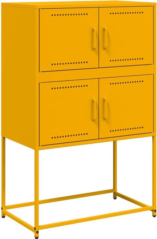 vidaXL - Dressoir - 68,5x38,5x107 - cm - staal - mosterdgeel
