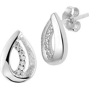 The Jewelry Collection Oorknoppen Gescratcht Zirkonia - Zilver Gerhodineerd