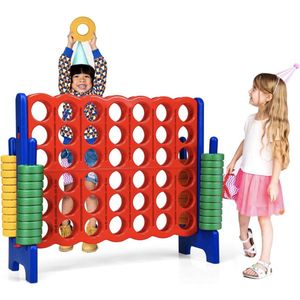 Mara 4 op een rij Spel XL - Voor Kinderen en Volwassenen - Klassiek Spel - 42 Ringen - Speelbordsets - Rood Blauw - 120 x 42 x 104 cm