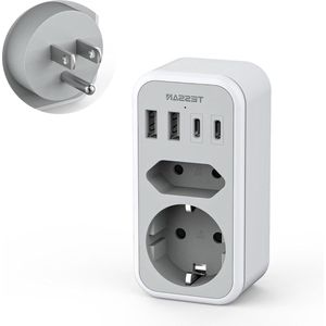 Meervoudige stekker met USB C snelladen - 6 in 1 stopcontactverdeler 3600W met USB A - wit
