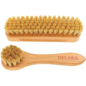 DELARA Een kleine schoenborstel en een crèmeborstel van natuurlijke haren in de set Kleur: natuur