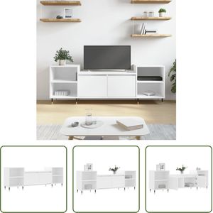 The Living Store TV-meubel - Trendy en praktisch - Mediakast - Afmetingen- 160x35x55cm - Kleur- wit - Materiaal- bewerkt hout en metaal