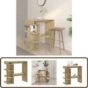 vidaXL Bartafel - Opbergrek - 100x50x101,5 cm - Sonoma Eiken Bartafel - Salontafel - Keukentafel - Houten Tafel - Bruine Tafel