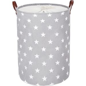 JGS ® Stijlvolle en Ruime Opvouwbare Wasmand met Sterrenpatroon en Praktische Handgrepen