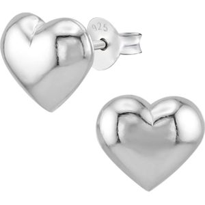 Zilveren oorbellen | Oorstekers | Zilveren oorstekers, glad hart