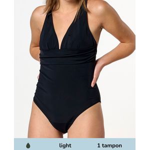 Moodies menstruatie & incontinentie zwemkleding - Menstruatie Badpak - light kruisje - Zwart - maat M - Period underwear