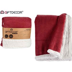 Plaid | warm fuchcia Roze| sherpa Wit | 130 x 170 cm| warm | zacht