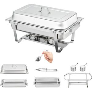 Fs2 - -Buffetwarmer - Serveerschaal - Chafing Dish - Cateringschaal - met Deksel - Warmhoudbakken - Catering Schaal - 2 Stuks