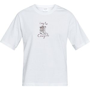 SISTERS POINT Heda-loose.ss9 - Dames T-shirt - White/Mocha - Maat L