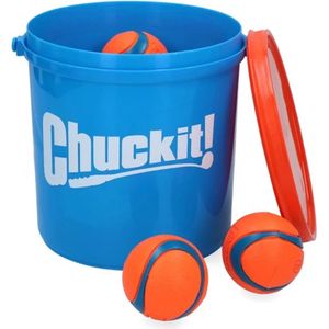 Chuckit! Bucket - 8 Ballen - Honden Speelgoed Apporteren - Drijvend - 7 cm - Blauw Oranje