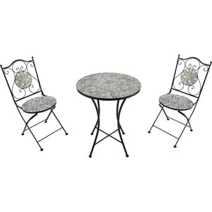 AXI Amélie Bistroset Mozaïek Zandbeige - Metalen frame met keramische tegeltjes – Balkonset 2 stoelen en tafel