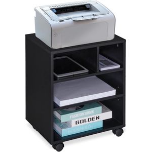 bureau kast - 4 open vakken - 49 x 40 x 30 cm - kantoor - printerkastje - zwart