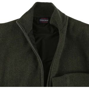 Osborne Knitwear Windstopper cardigan met rits heren – Trui met rits heren in Lamswol - Pullover Heren - Seaweed - Zwarte voering - L