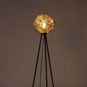 QAZQA maro - Art Deco Vloerlamp | Staande Lamp - 1 lichts - H 140 cm - Zwart Goud - Woonkamer | Slaapkamer | Keuken