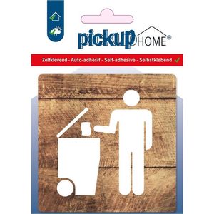 Pickup afvalbak hout - 90x90 mm Pictogram Route Acryl