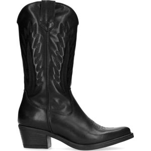 Manfield - Dames - Zwarte leren cowboylaarzen - Maat 36