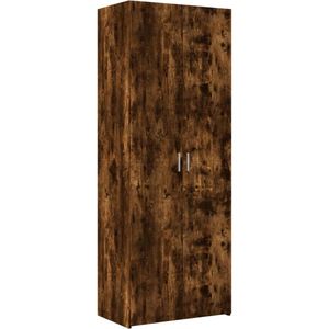 vidaXL - Hoge - kast - 70x42,5x185 - cm - bewerkt - hout - gerookt - eikenkleurig