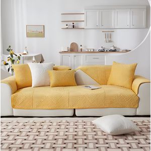 E-Shop4u® - Bankhoezen - Zen Lines Bankhoes - Kussenhoezen - Kussenhoes - 45x45cm - Geel