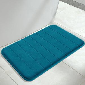 Traagschuim badmat - Groot formaat - 51 x 81 cm - Zacht en comfortabel - Super wateropname - Antislip - Machinewasbaar - Gemakkelijker te drogen - Badkamertapijt - Pauwblauw