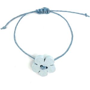 Luna-Leena duurzame kinderarmband bloem blauw - L15cm - handgemaakt in Nepal - flower beads - kids bracelet - accessoires - feest - cadeau - kinderfeestje - verjaardag - sieraad - summer bracelet