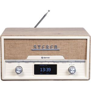 Denver DAB Radio CD Speler - Retro Radio - Bluetooth - DAB+/ FM - CD - MDA525 - Lightwood