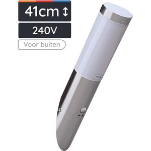 Avide Wandlamp Buiten Boca met Bewegingssensor - Moderne Buitenlamp PIR - 41cm - LED - 220-240V - Satijnglans Zilver