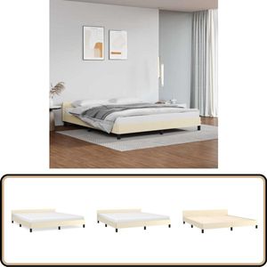 vidaXL Bedframe - 180x200 cm - crèmekleurig - Kunstleer Luxe Bed Frame - Bed Frame Met Hoofdeinde - Creme Bed Frame - Kunstleder Bed Frame - Tweepersoons Bed Frame