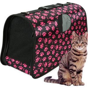 MOZY - Reismand Katten - Roze - Groot - Lichtgewicht - Opvouwbaar - met Schouderriem - 45x26x20 cm - Transporttas - Knaagdieren - Hond en Kat - Hondendraagtas - Draagtas Huisdier - Dierendraagtas