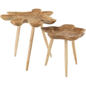 J-Line bijzettafel Splash - hout - naturel - set van 2